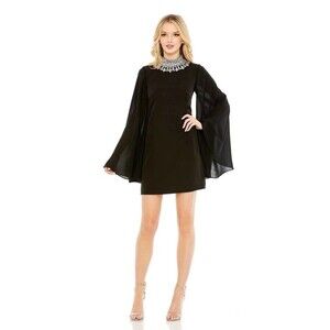 New Mac Duggal Black Mini Dress Embellished Collar Multiple Sizes Retail $498
